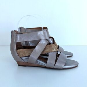 Sofft Metallic Pewter and Bronze Leather Strappy Gladiator Sandals 6